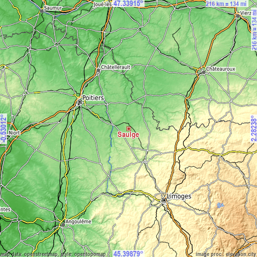 Topographic map of Saulgé