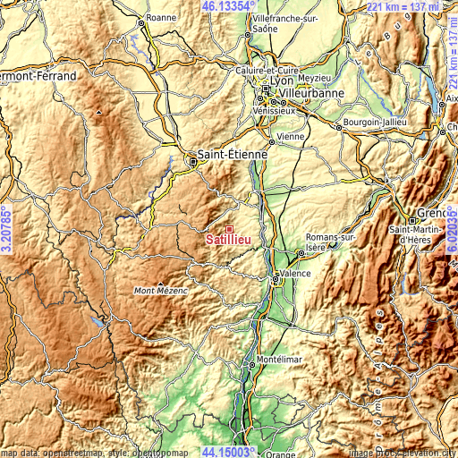 Topographic map of Satillieu