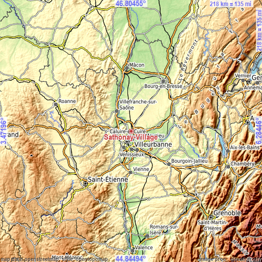Topographic map of Sathonay-Village
