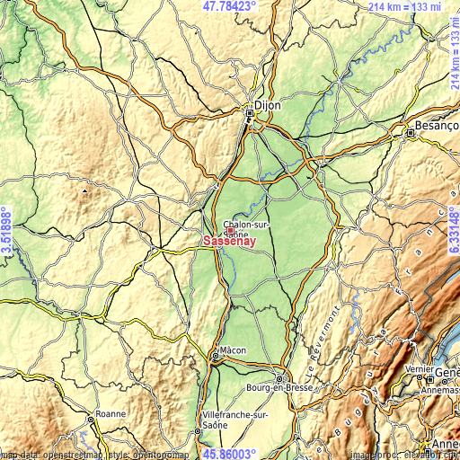 Topographic map of Sassenay