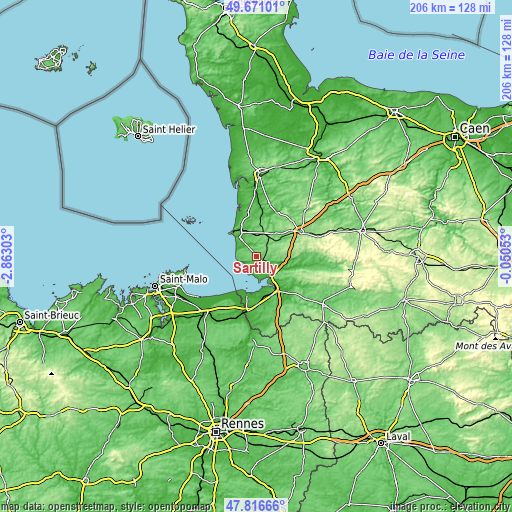 Topographic map of Sartilly