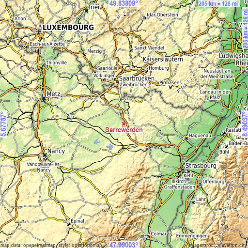 Topographic map of Sarrewerden