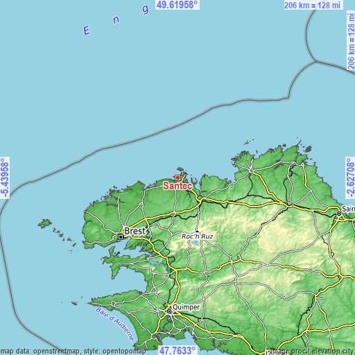 Topographic map of Santec