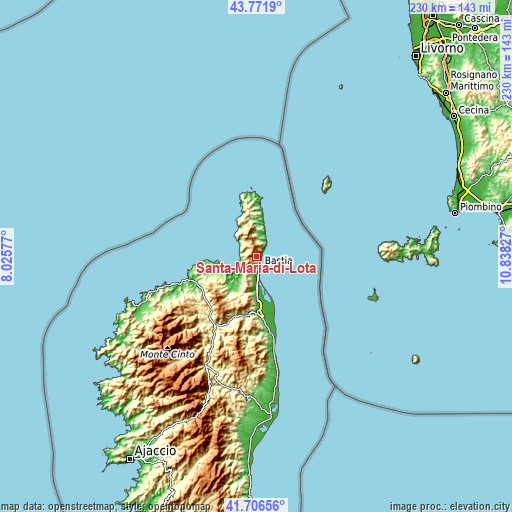 Topographic map of Santa-Maria-di-Lota