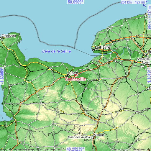 Topographic map of Sannerville