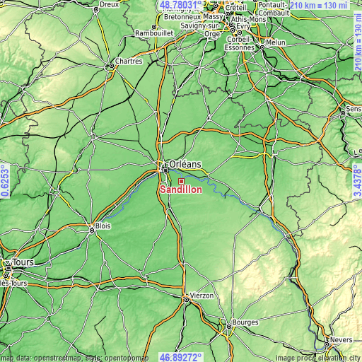 Topographic map of Sandillon