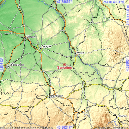 Topographic map of Sancoins