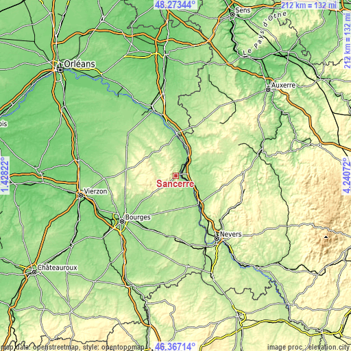 Topographic map of Sancerre