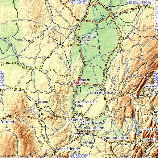 Topographic map of Sancé