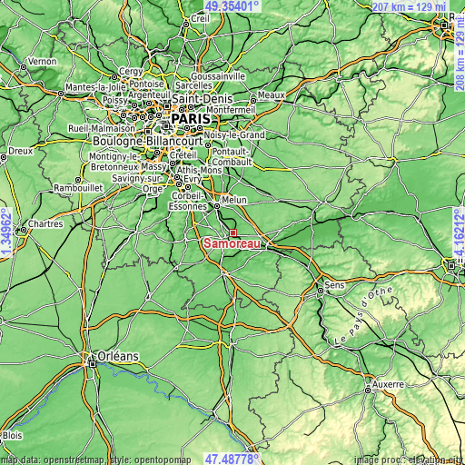 Topographic map of Samoreau