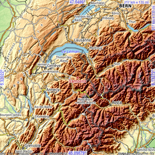 Topographic map of Samoëns