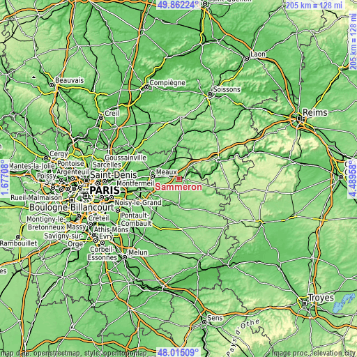 Topographic map of Sammeron