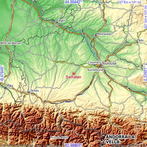 Topographic map of Samatan