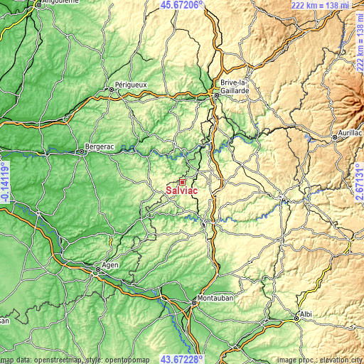 Topographic map of Salviac