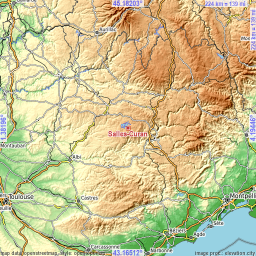 Topographic map of Salles-Curan