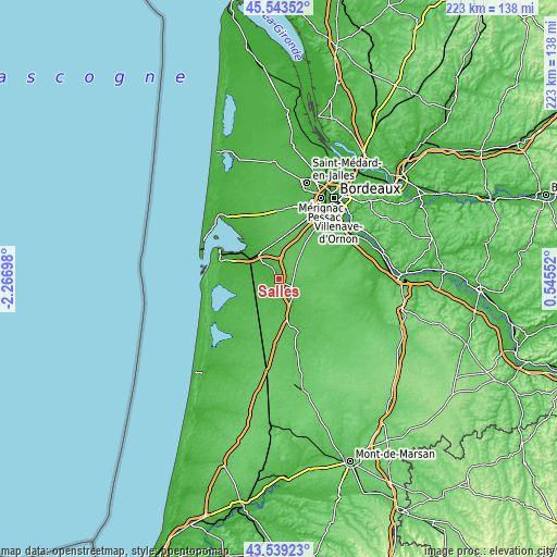 Topographic map of Salles