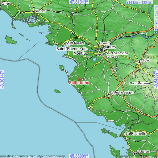 Topographic map of Sallertaine