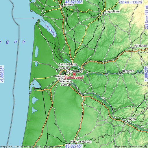 Topographic map of Sallebœuf