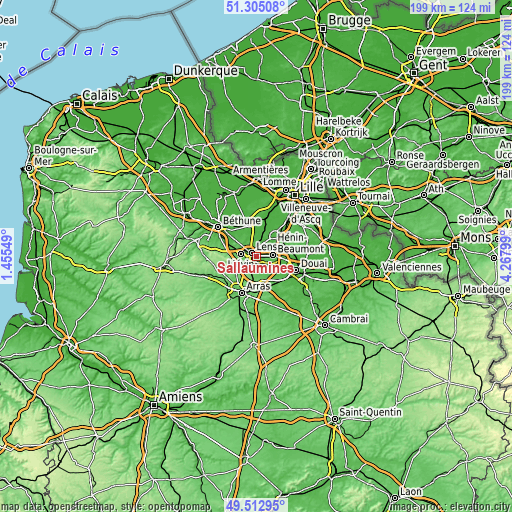 Topographic map of Sallaumines