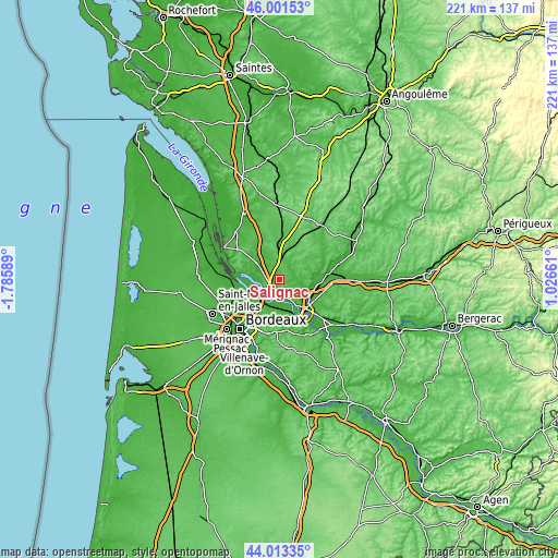 Topographic map of Salignac