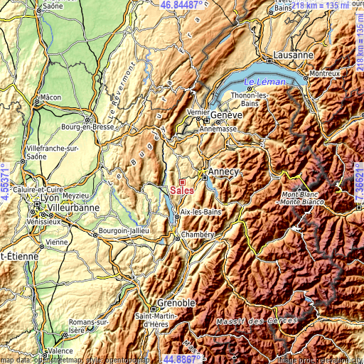 Topographic map of Sales