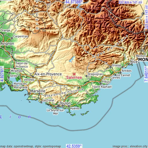 Topographic map of Salernes