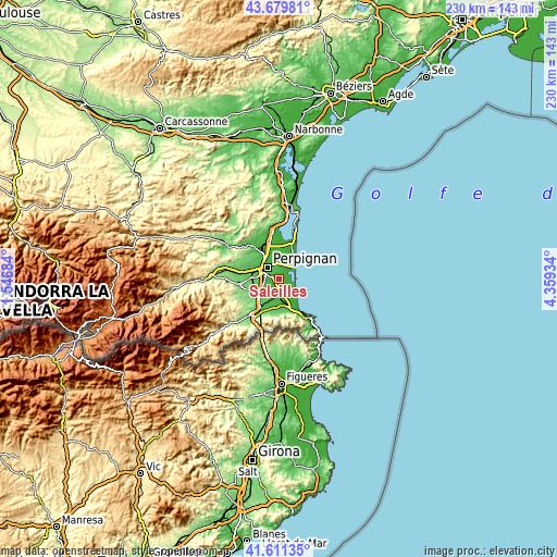 Topographic map of Saleilles