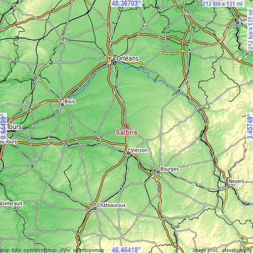 Topographic map of Salbris