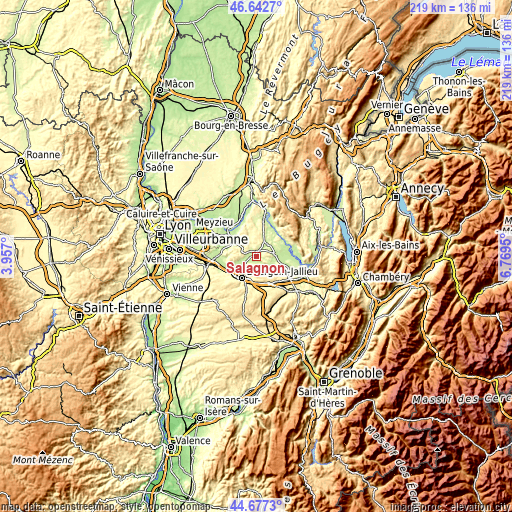 Topographic map of Salagnon