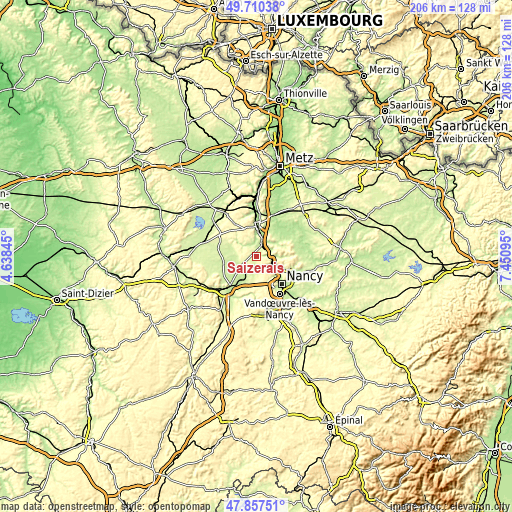 Topographic map of Saizerais