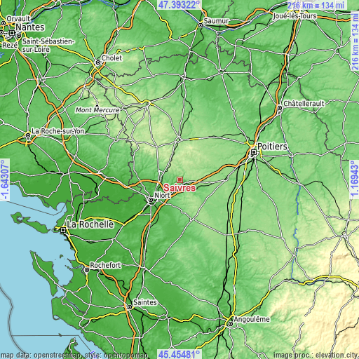 Topographic map of Saivres