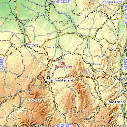 Topographic map of Saint-Yorre