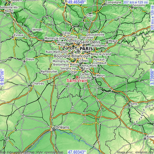 Topographic map of Saint-Vrain