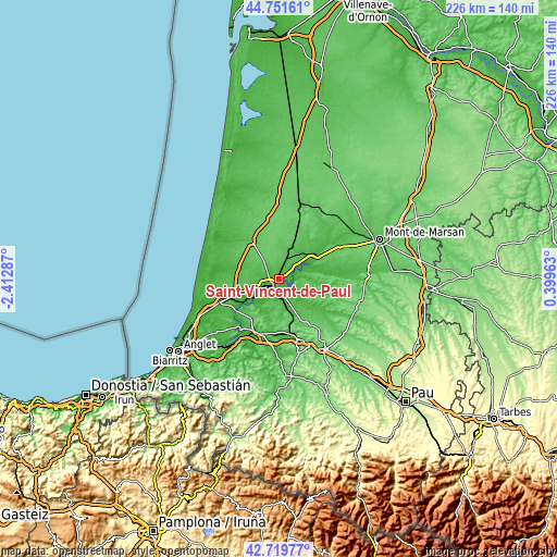 Topographic map of Saint-Vincent-de-Paul