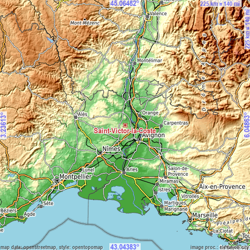 Topographic map of Saint-Victor-la-Coste