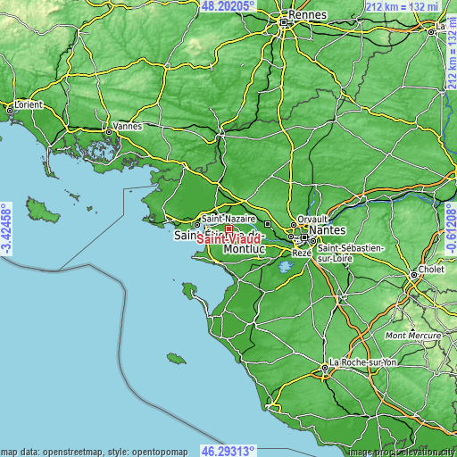 Topographic map of Saint-Viaud