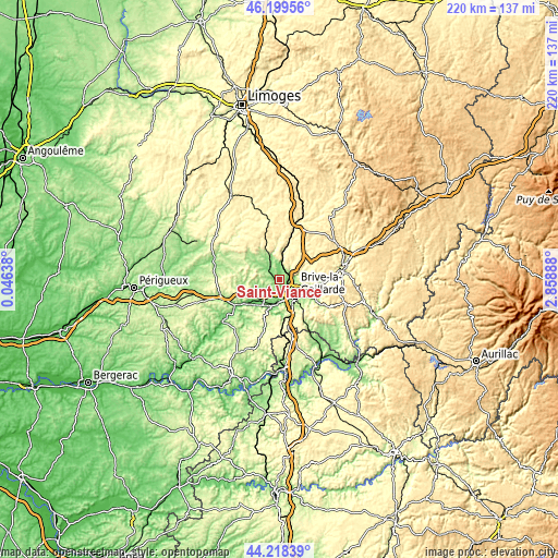 Topographic map of Saint-Viance