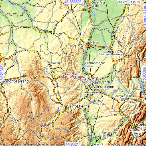 Topographic map of Saint-Vérand