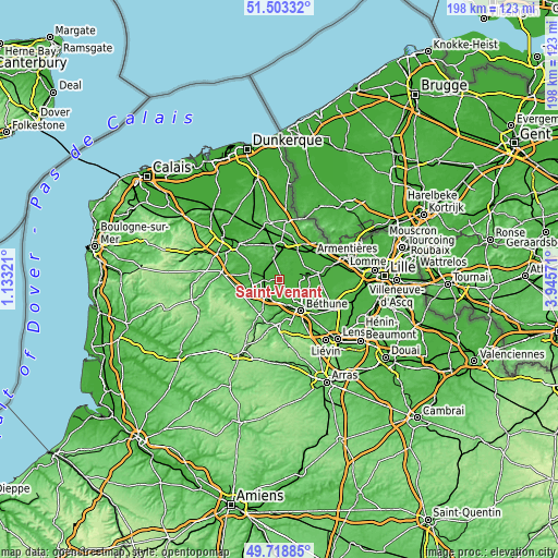 Topographic map of Saint-Venant