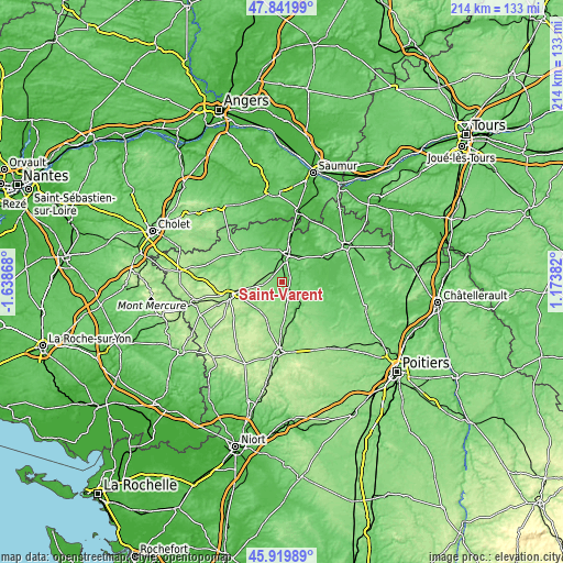 Topographic map of Saint-Varent