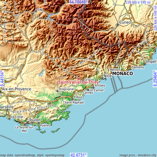 Topographic map of Saint-Vallier-de-Thiey