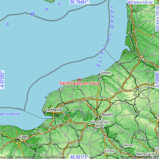 Topographic map of Saint-Valery-en-Caux