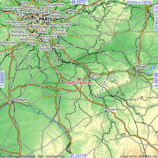 Topographic map of Saint-Valérien