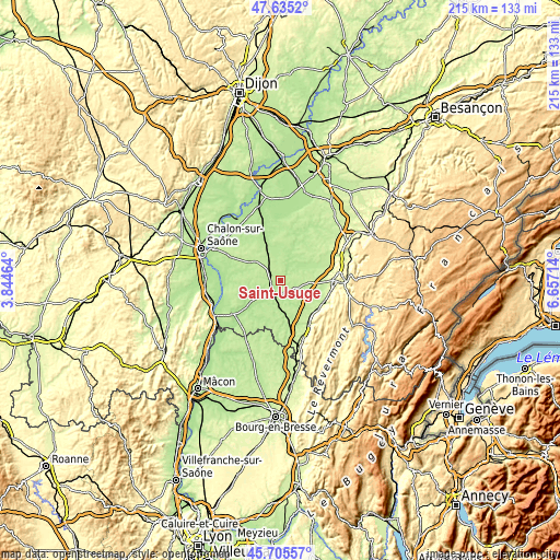 Topographic map of Saint-Usuge