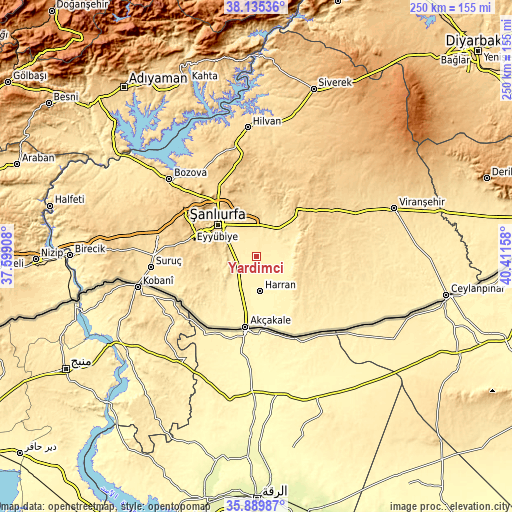 Topographic map of Yardımcı
