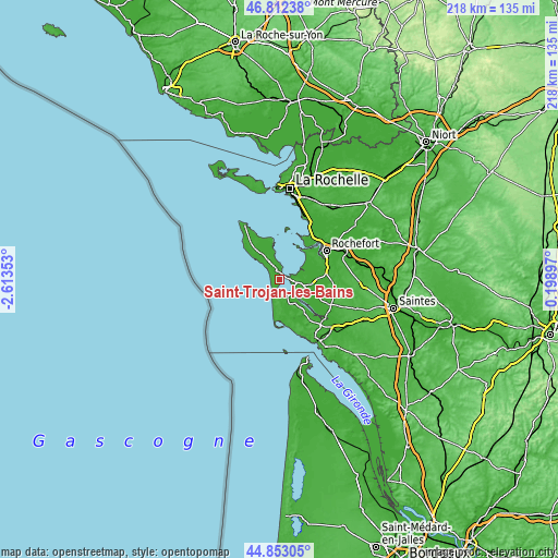 Topographic map of Saint-Trojan-les-Bains