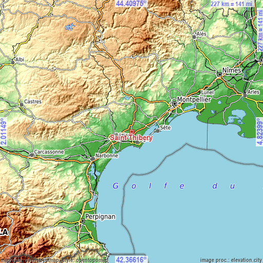 Topographic map of Saint-Thibéry