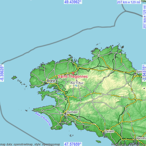 Topographic map of Saint-Thégonnec