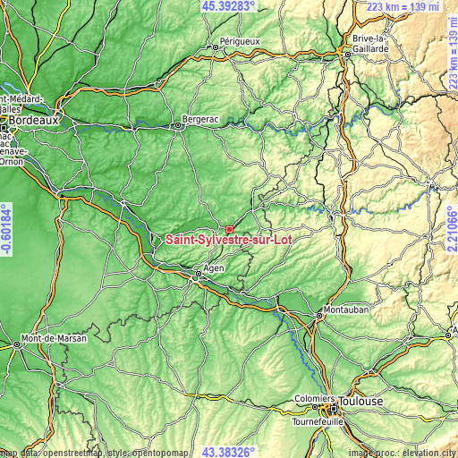 Topographic map of Saint-Sylvestre-sur-Lot