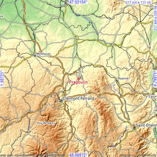 Topographic map of Pragoulin